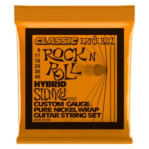 Ernie Ball Hybrid Slinky Classic Rock N Roll Pure Nickel Wrap Electric Guitar Strings 09-46 Gauge