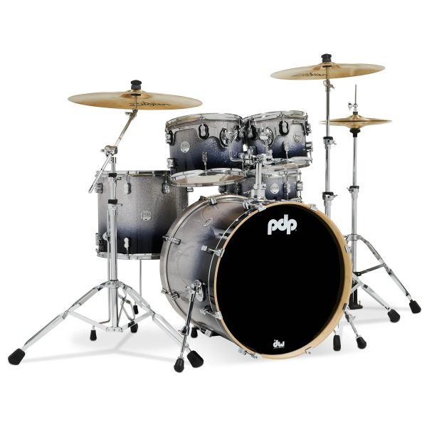 PDP Concept Maple 5 Piece Shell Pack Silver To Black Fade