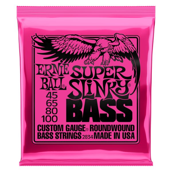 Ernie Ball Super Slinky Nickel Wound Electric Bass Strings 45-100 Gauge