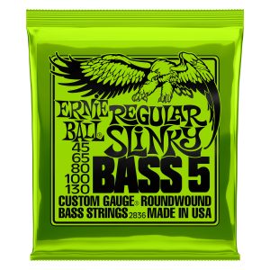 Ernie Ball Regular Slinky Nickel Wound 5-String Electric Bass Strings 45-130 Gauge