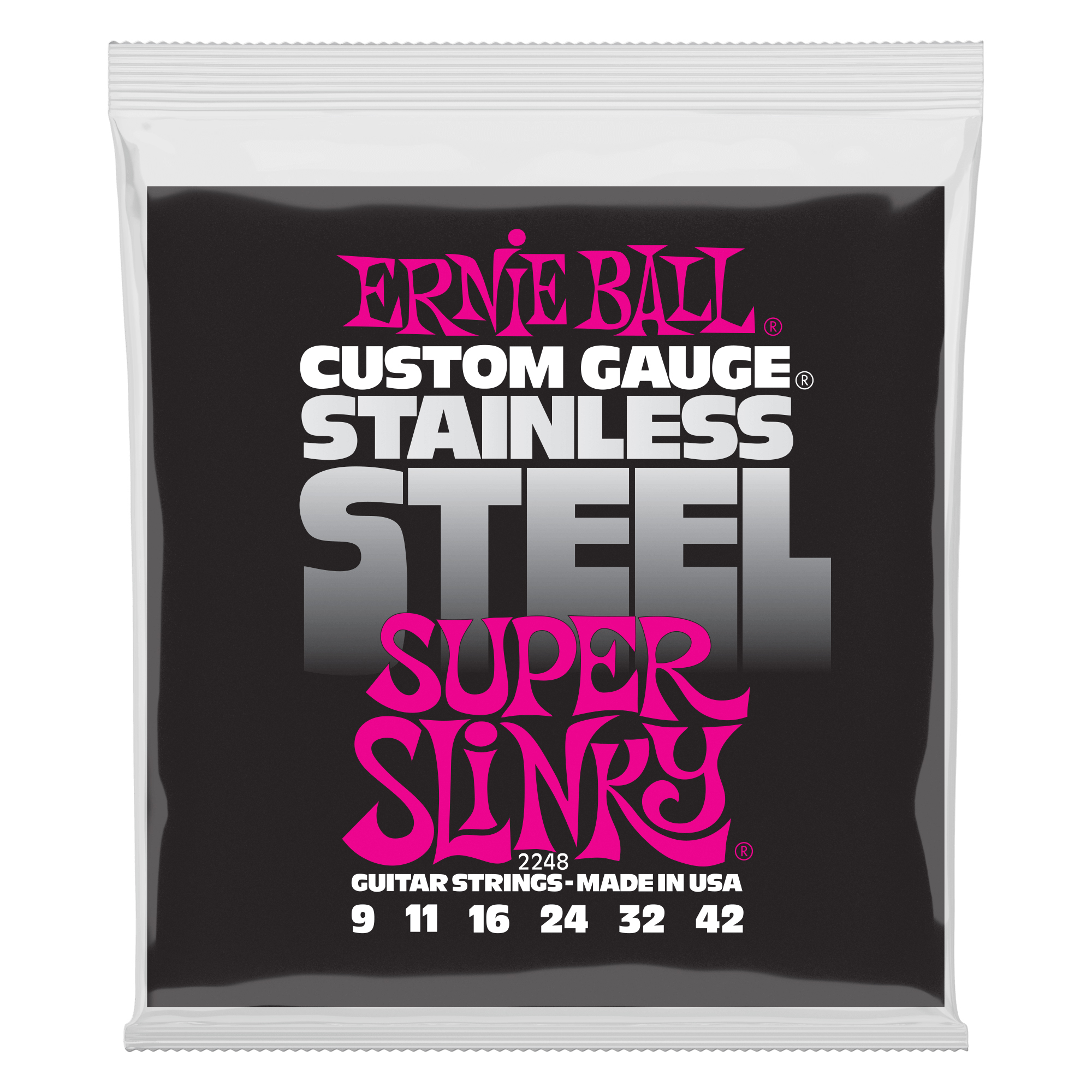 Ernie Ball Super Slinky Stainless Steel Wound Electric Guitar Strings 09-42 Gauge