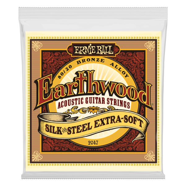 Ernie Ball Earthwood Extra Soft 80/20 Bronze Silk & Steel Acoustic Guitar Strings 10-50 Gauge