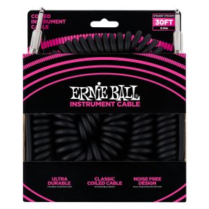 Ernie Ball Coiled Instrument Cable Straight/Straight 30ft Black