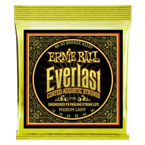 Ernie Ball Everlast Medium Light Coated 80/20 Bronze Acoustic Guitar Strings 12-54 Gauge