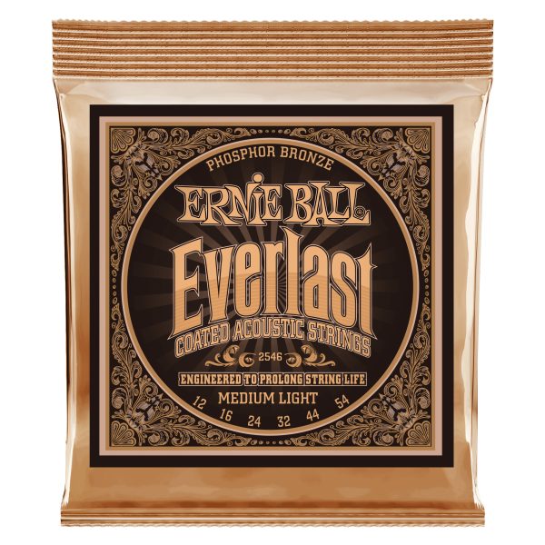 Ernie Ball Everlast Medium Light Coated Phosphor Bronze Acoustic Guitar Strings 12-54 Gauge
