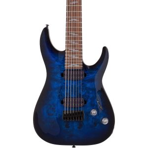 Schecter Omen Elite 7 Electric Guitar See Thru Blue Burst